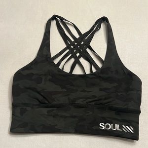 Lululemon x soulcycle Free to Be Moved Longline Bra Heritage Camo Green